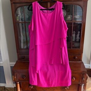 Tahari Fuchsia Asymmetrical Layered Dress